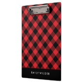 Rot und Schwarz Kariert | Custom Monogram Klemmbrett (Links)