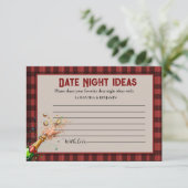 Rot und schwarz kariert Date Night Ideas Brautpart Begleitkarte (Stehend Vorderseite)