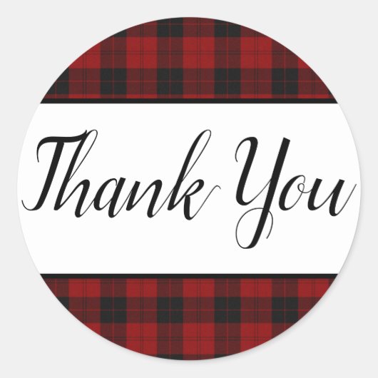 Rot und Schwarz Kariert Gefälligkeitskleber Runder Aufkleber (Vorderseite)