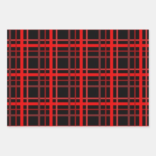 Rot und Schwarz Kariert Geschenkpapier Set (Vorderseite 2)