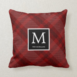 Rot und Schwarz Kariert mit Monogramm Kissen