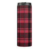 Rot und Schwarz Kariert mit Monogrammname Thermosbecher (Rückseite)