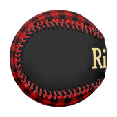 Rot und Schwarz Kariert mit Name Baseball (Vorderseite Links)