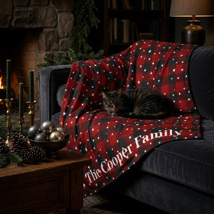 Rot und schwarz kariert mit personalisierten Stern Fleecedecke