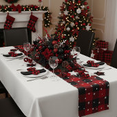 Rot und Schwarz kariert mit Sternen Kurzer Tischläufer