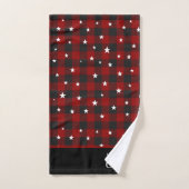 Rot und Schwarz kariert mit Sternen Monogramm Badhandtuch Set (Handtuch)