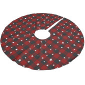 Rot und Schwarz kariert mit Sternen Polyester Weihnachtsbaumdecke (Schrägansicht)