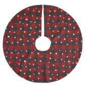 Rot und Schwarz kariert mit Sternen Polyester Weihnachtsbaumdecke (Vorderseite)