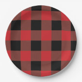 Rot und Schwarz Kariert Pappteller (Vorderseite)