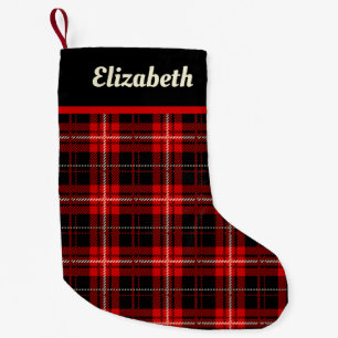 Rot und Schwarz Kariert personalisieren Kleiner Weihnachtsstrumpf