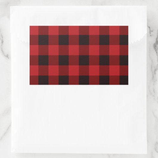 Rot und schwarz kariert rechteckiger aufkleber (Tasche)