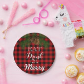 Rot und Schwarz kariert - Trinken und Merken. Pappteller (Party)