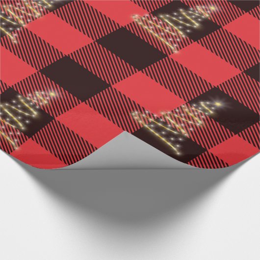 Rot und Schwarz Karierte Gold-Chrostmas-Urlaub Geschenkpapier (Ecke)