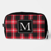 Rot und Schwarz Karierte Mit Monogramm Gewohnheit Waschbeutel (Vorderseite)