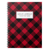 Rot und Schwarz Karo Buffalo Kariertes Muster Notizblock (Vorderseite)