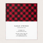 Rot und Schwarz Karo Buffalo Kariertes Muster Visitenkarten (Innenseite Aufgefaltet)