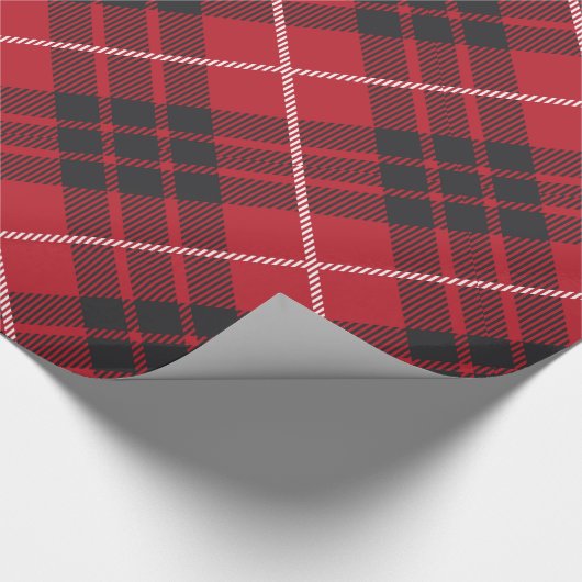 Rot und Schwarz mit karierten Akzenten Geschenkpapier (Ecke)
