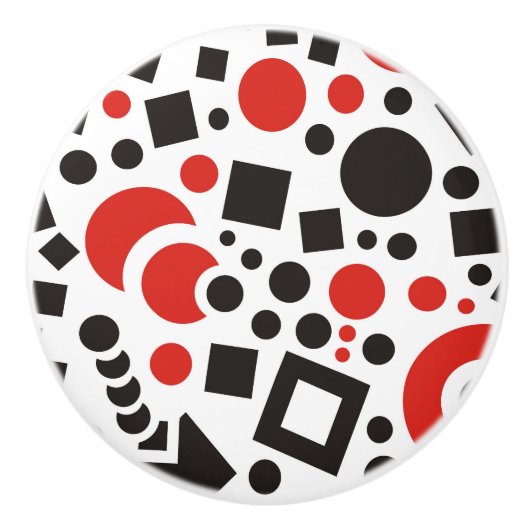 Rot und Schwarz Modernes Art Deco Keramikknauf (Vorderseite)