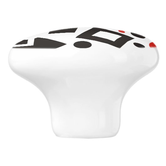 Rot und Schwarz Modernes Art Deco Keramikknauf (Seitenansicht)