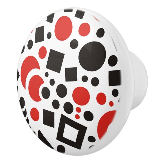 Rot und Schwarz Modernes Art Deco Keramikknauf (Rechts)