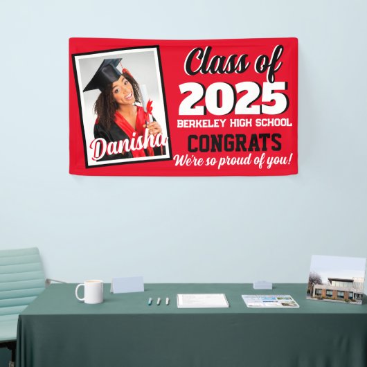 Rot und Schwarz Monogramm und Foto Abschluss Banner (Messeveranstaltung)