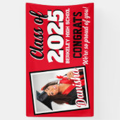 Rot und Schwarz Monogramm und Foto Abschluss Banner (Vertikal)