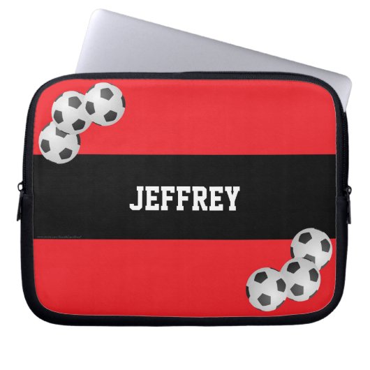 Rot und Schwarz, Name, Fußballball-Computer Laptopschutzhülle (Vorderseite)