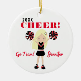 Rot und Schwarz Niedlich Blonde Cheerleader Orname Keramik Ornament
