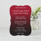 Rot und Schwarz Ombre Elegante Calligrafy Wedding Einladung (Stehend Vorderseite)