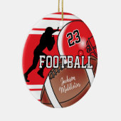 Rot und Schwarz Personalize Football Keramikornament (Rechts)