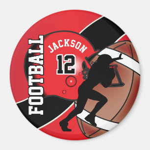 Rot und Schwarz Personalize Football Magnet