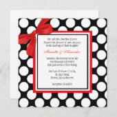 Rot und Schwarz Polka Dot Hochzeitseinladung Einladung (Vorne/Hinten)