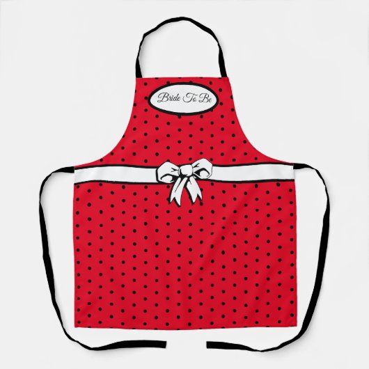 Rot und Schwarz Polka Dot White Bow Personalisiert Schürze (Vorderseite)