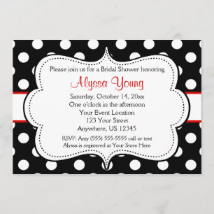 Rot und Schwarz Polka Dots Einladung