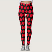 Rot und Schwarz Polka Dots Trendy Leggings (Vorderseite)