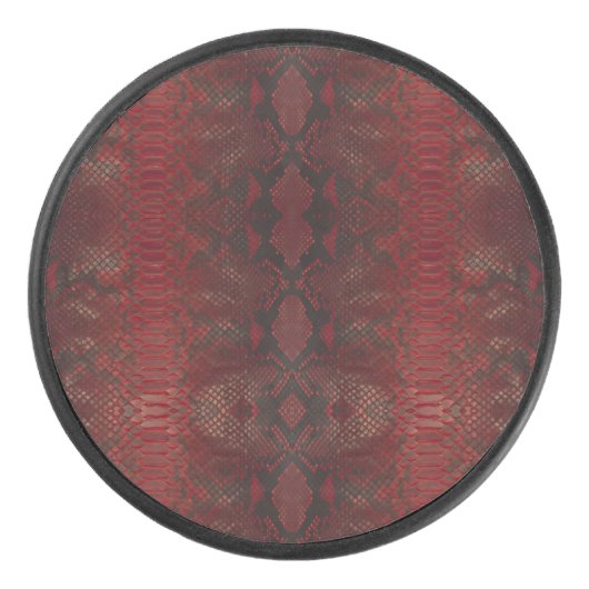 Rot und Schwarz-Python-Print Eishockey Puck (Vorderseite)