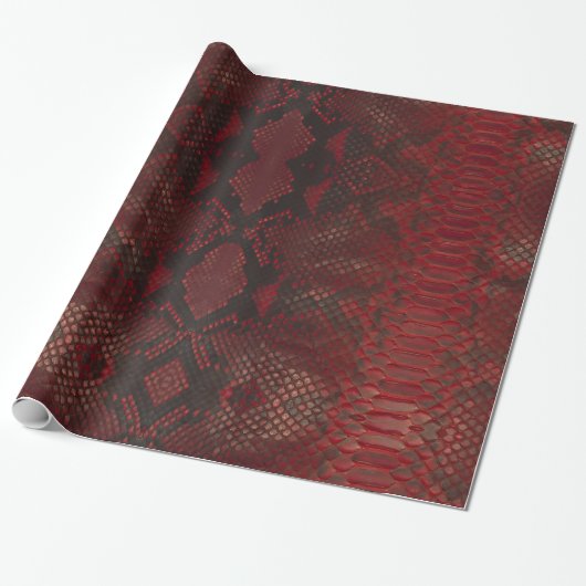 Rot und Schwarz-Python-Print Geschenkpapier (Ungerollt)