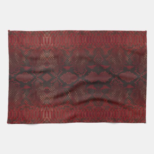 Rot und Schwarz-Python-Print Geschirrtuch (Horizontal)