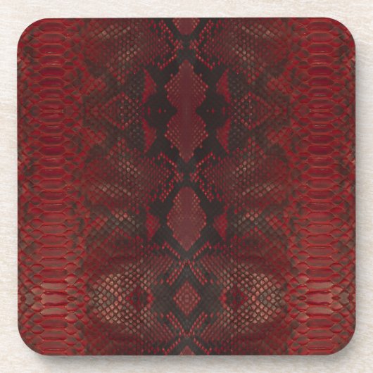 Rot und Schwarz-Python-Print Getränkeuntersetzer (Vorderseite)