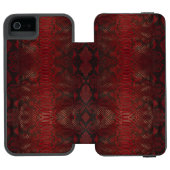 Rot und Schwarz-Python-Print Incipio iPhone Geldbeutel-Hülle (Folio Geöffnet)