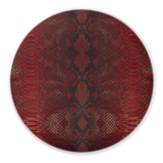 Rot und Schwarz-Python-Print Keramikknauf (Vorderseite)
