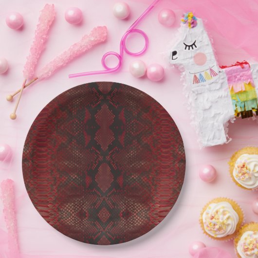 Rot und Schwarz-Python-Print Pappteller (Party)