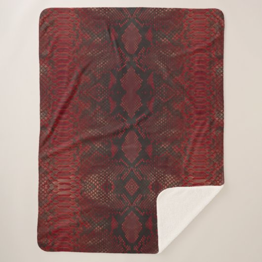 Rot und Schwarz-Python-Print Sherpadecke (Vorderseite)