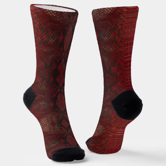 Rot und Schwarz-Python-Print Socken (Gewinkelt)
