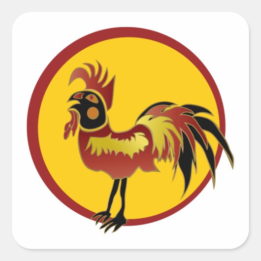 Rot und Schwarz Quadratischer Aufkleber (Vorderseite)