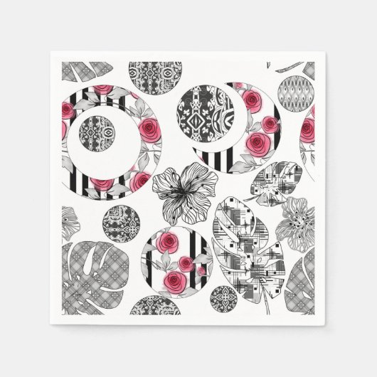 Rot und Schwarz, Quilt, Patchwork, rustikal, moder Serviette (Vorderseite)