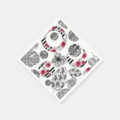 Rot und Schwarz, Quilt, Patchwork, rustikal, moder Serviette (Ecke)