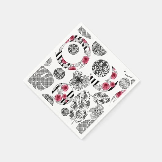 Rot und Schwarz, Quilt, Patchwork, rustikal, moder Serviette (Ecke)