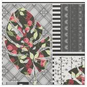 Rot und Schwarz, Quilt, Patchwork, rustikal, moder Stoff (Nahaufnahme)