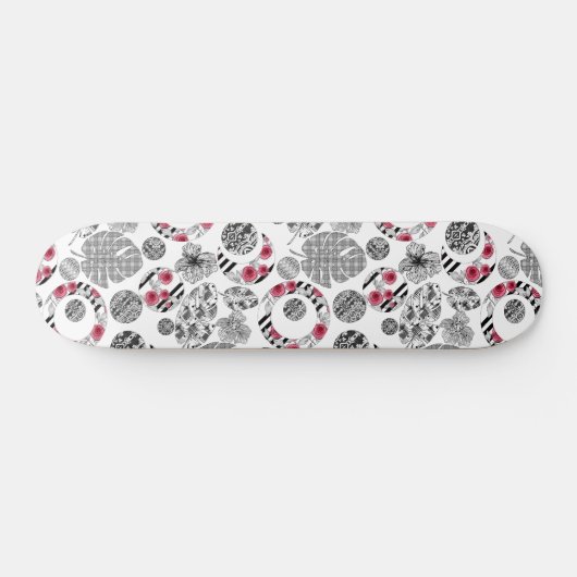 Rot und Schwarz, Quilt, Patchwork Skateboard (Horizontal)